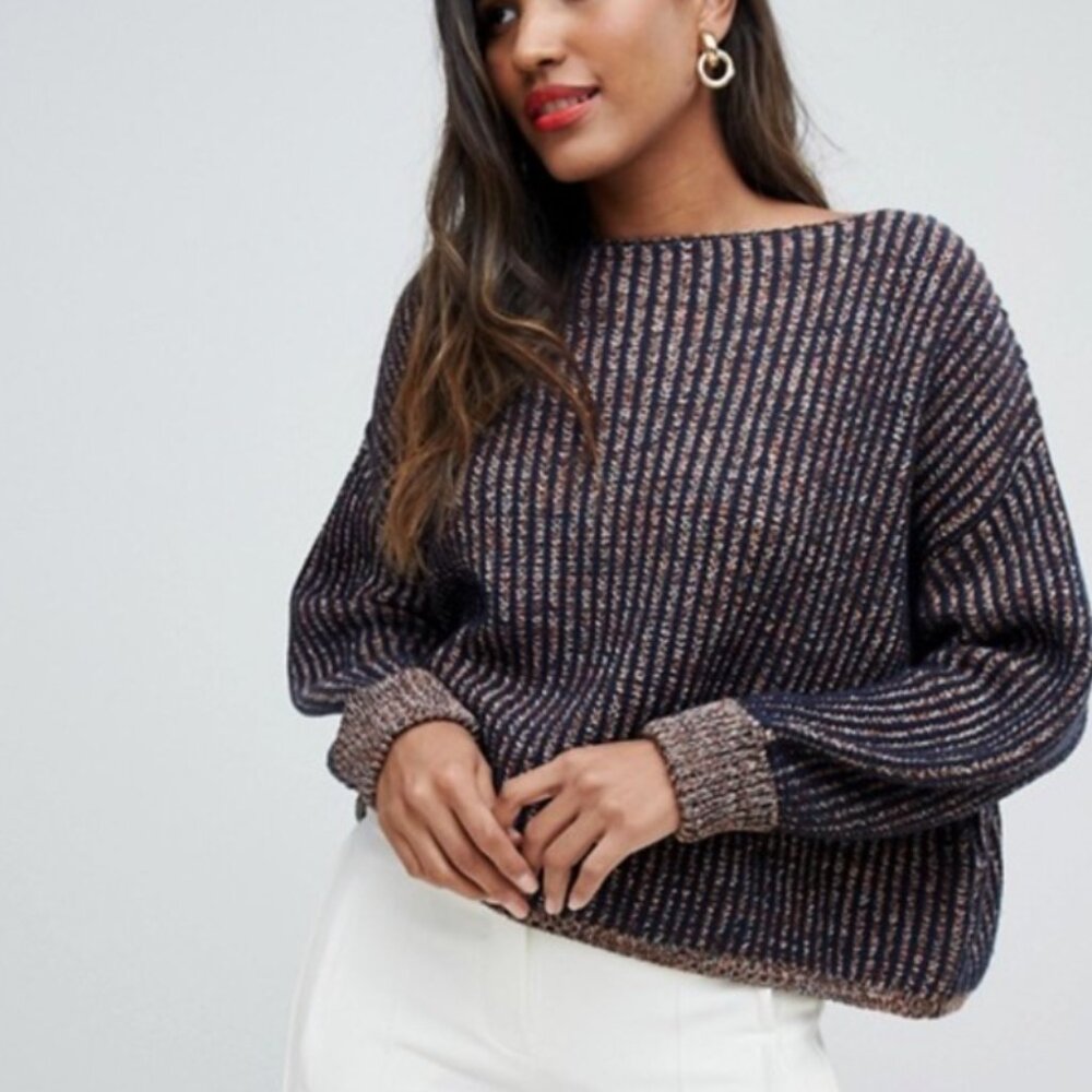 French Connection Millie Mozart Boat Neck Knit Sweater